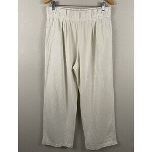 Les Tien Womens M Ivory Penny Pleat Front Relaxed Fit Mid Rise Pull On Pant